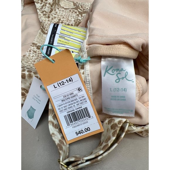 Womens Post Mastectomy Square Neck One Piece Swimsuit Kona Sol Snake Print Large - Picture 6 of 8